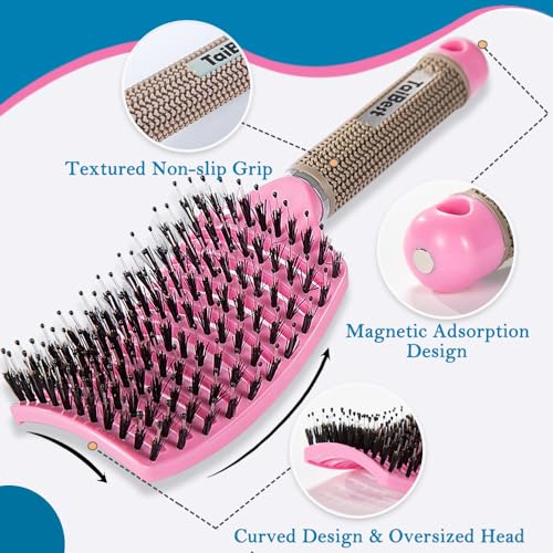 TaiBest Boar Bristle Hair Brush Set - Vented Detangling Brush for All Hair