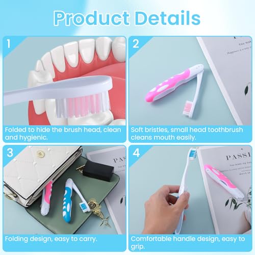 2-Pack Portable Folding Toothbrushes for Travel & Camping