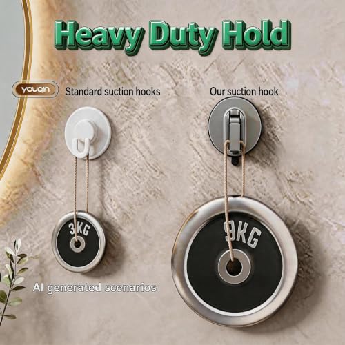 Heavy Duty Vacuum Suction Hooks - 4 Pack, 20Lbs Capacity, No Drill