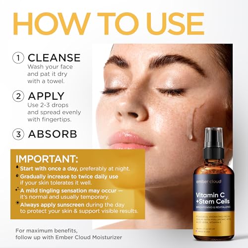 Vitamin C Serum with Hyaluronic Acid & Stem Cells - 2 Oz Anti-Aging Face Serum