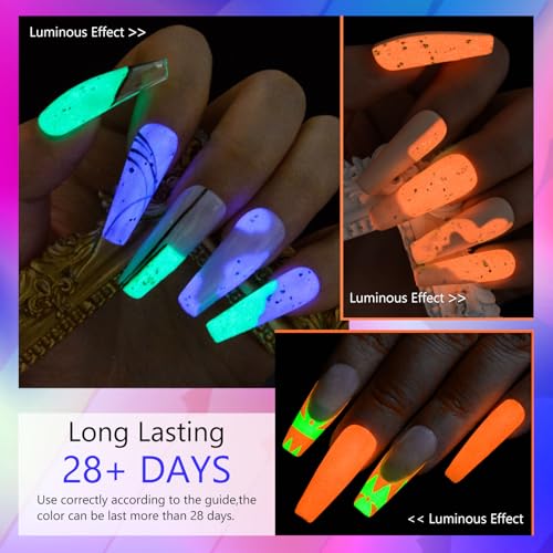 MEET ACROSS 8-Piece Glow in the Dark Neon Gel Nail Polish Set