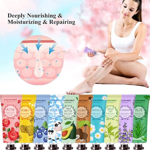 12 Pack Body Lotion Gift Set for Women - Natural Fragrance & Moisturizing