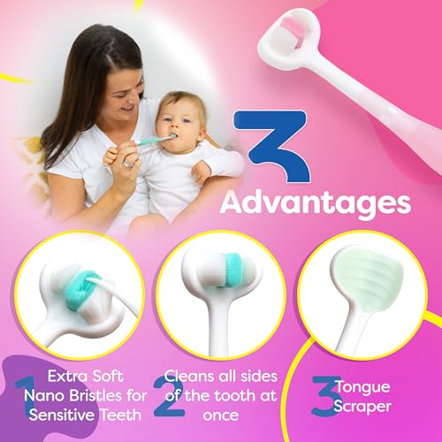 Trueocity Extra Soft Toddler Toothbrush Set - 3 Pack for Ages 1-3
