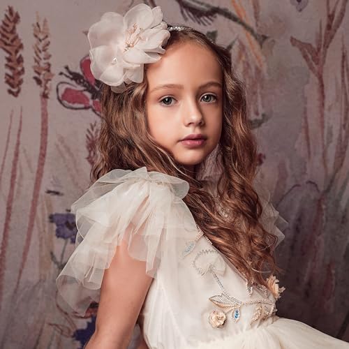TUTULAND Pink Glitter Sequin Flower Headband for Girls Kids Hair Accessory