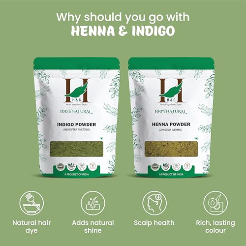 H&C Natural Henna and Indigo Hair Dye Powder Value Pack - 1 lb Total