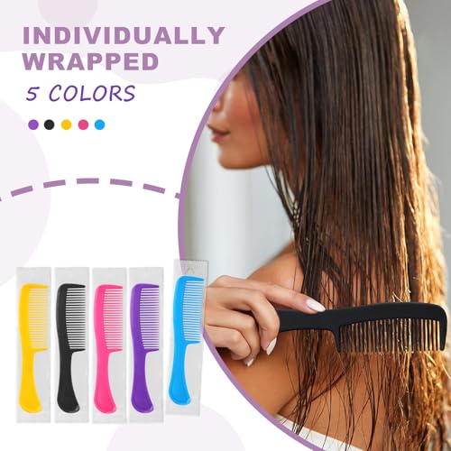 100pcs Individually Wrapped Hair Combs - Bulk Colorful Plastic Combs