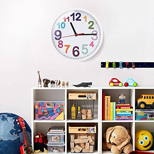 Silent 9-Inch Wall Clock for Kids - Colorful Quartz Design