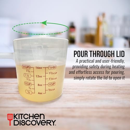 Microwavable Measuring Cup with Spout & Lid - 2 Cup Plastic