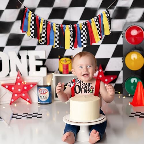 Black and Yellow Gingham Birthday High Chair Banner Garland
