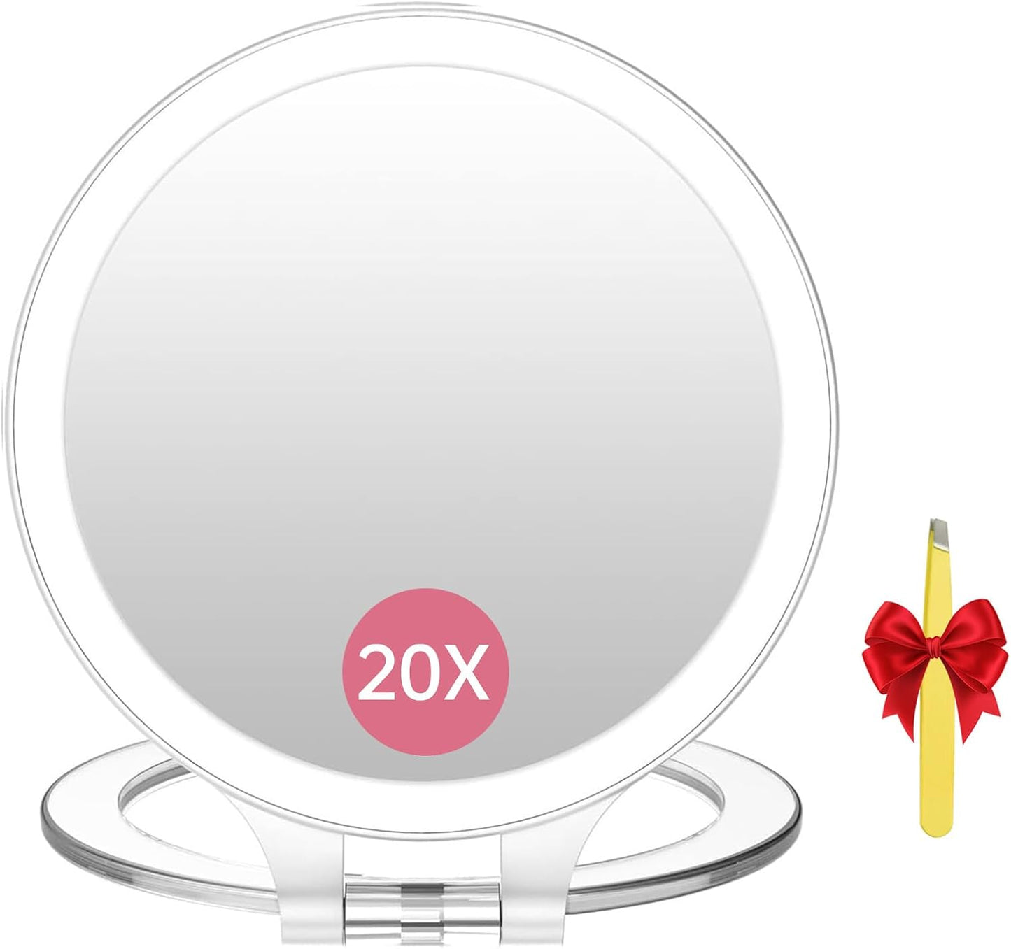 10X 1X Double-Sided Magnifying Makeup Mirror - Rechargeable Lighted with 3 Color Settings | Adjustable Rotation