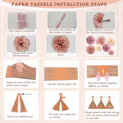 Retro Blush Pink Birthday Decorations Set for Women | Boho Party Essentials