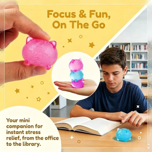 3 Pack Miniature Cat Squishy Balls - Stress Relief Figurines