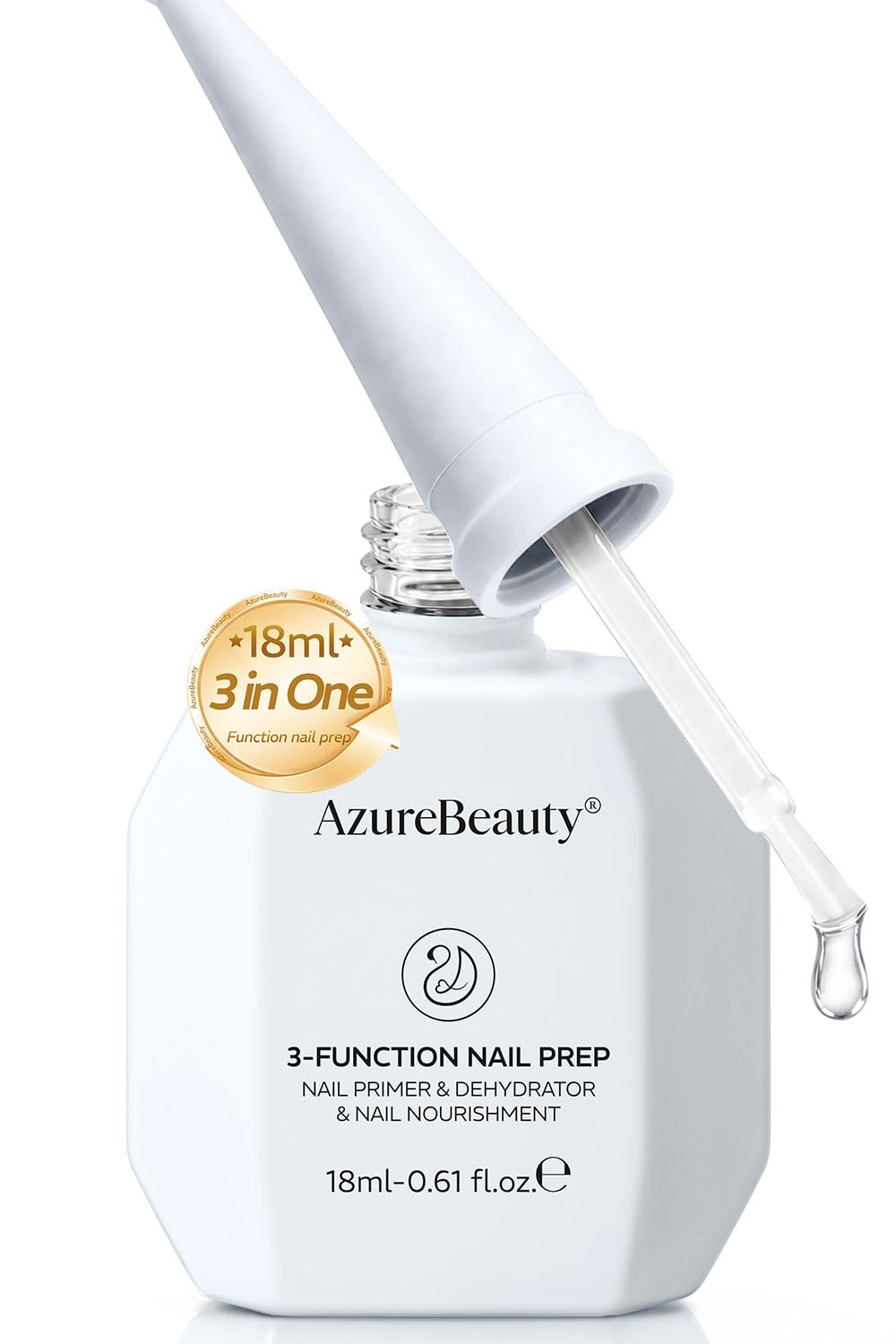 AZUREBEAUTY Nail Dehydrator & Primer Kit - Acid-Free, Hema-Free, Quick Dry | 18ml for Long-Lasting Gel & Acrylic Manicures