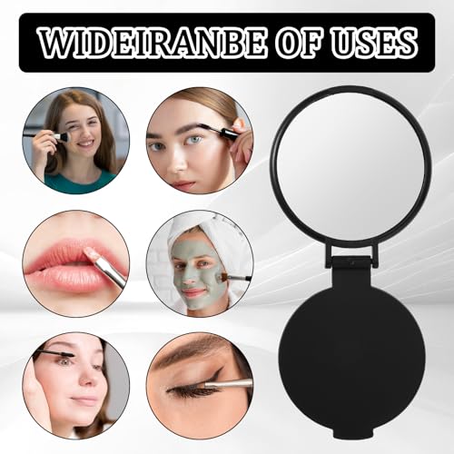 50 Pcs Black Round Compact Folding Pocket Mirror - Portable Mini Makeup Mirrors