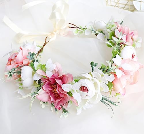 Vivivalue Bridal Flower Crown Garland Headband - Floral Halo (Variation J)