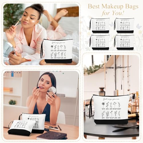 10 Pcs God Says You Are Canvas Makeup Bags - Religious Cosmetic Pouches