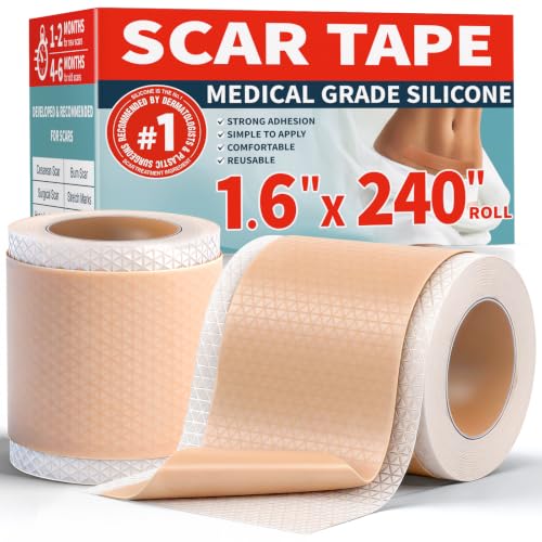 Silicone Scar Tape Roll 1.6x240 Inches for Scar Removal & Keloid Treatment