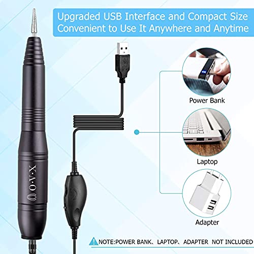 OVX Portable Electric Nail Drill Kit - 20000 RPM Black - 60 Piece Set