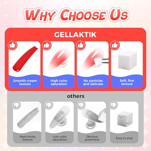 GELLAKTIK Red Nail Polish Gel - 16 Colors for Ombre & French Manicure