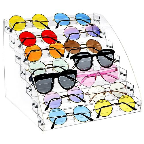 SOUJOY 7-Tier Sunglass Organizer Stand - Acrylic Eyewear Storage