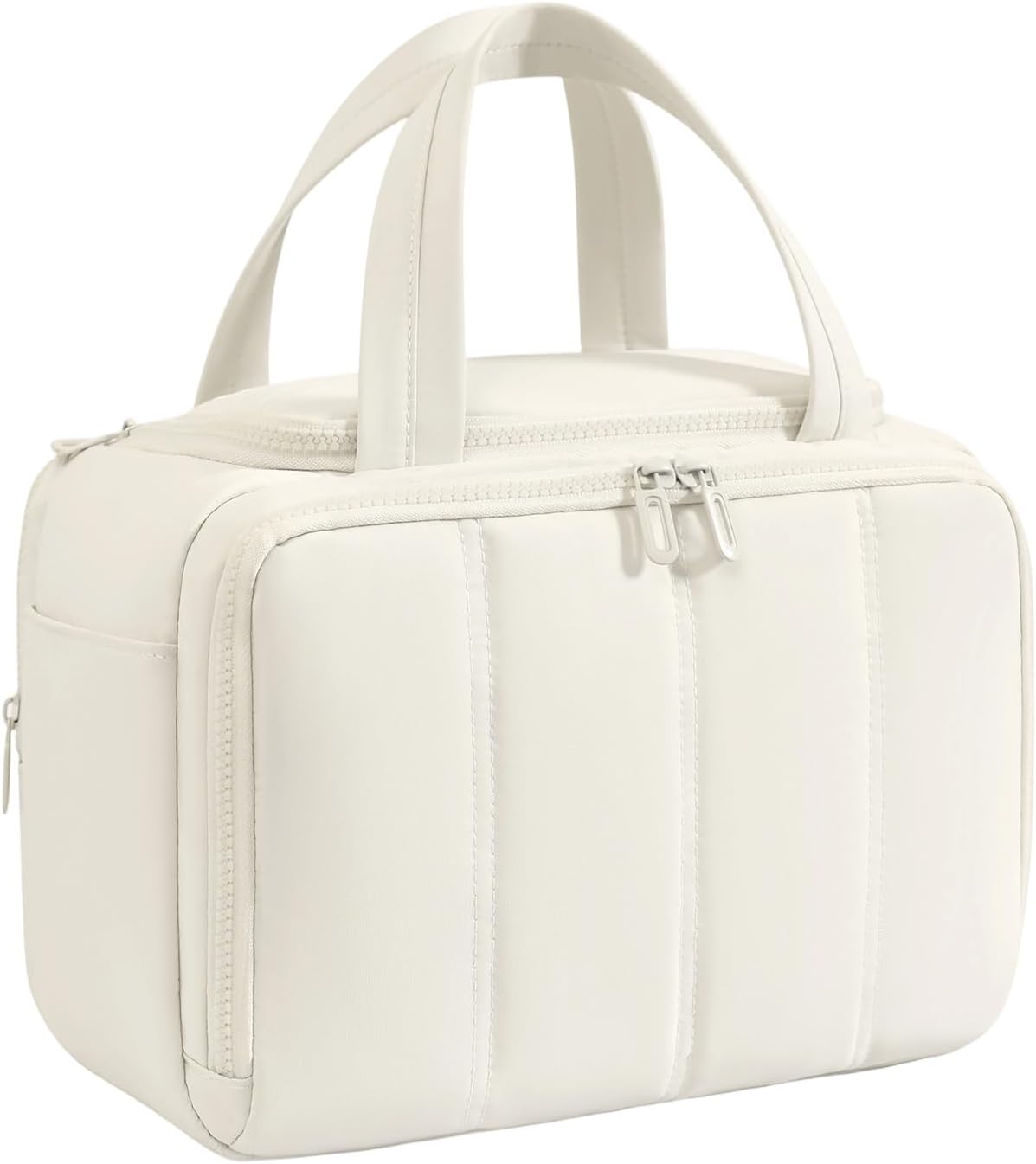 Puffy Toiletry Bag for Women - Large Travel Makeup Organizer with Adjustable Dividers | Light Pink