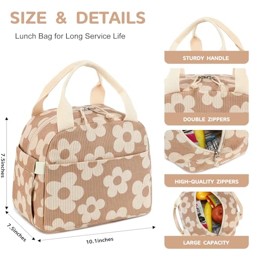 Bluboon Insulated Lunch Bag for Women & Men - Corduroy Tote