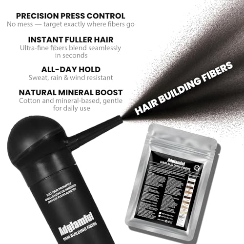 2PCS Dark Brown Hair Fibers for Thinning Hair - Long-Lasting Hair Building Spray with Applicator & Refill Pack, Instant Coverage, 30g+25g