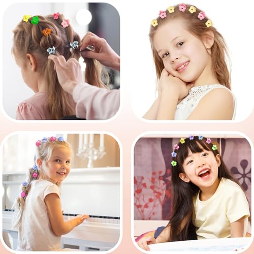 JANFUN Colorful Small Flower Hair Clips 100PCS Mini Claw Hairpins for Women Girls Teens