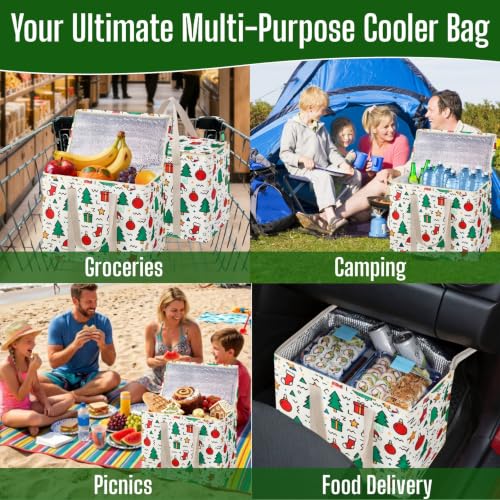 VENO Insulated Cooler Bag - Reusable Grocery Tote, 2 Pack