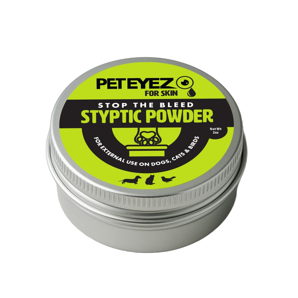 PetEyez Styptic Powder for Dogs, Cats & Birds (2 oz) – Fast-Acting Blood Clotting & Bleed Stop Powder for Pet Nail Trims, Clipping & Cuts – Easy-Use Wide Mouth DIP Can – First Aid Grooming Essential