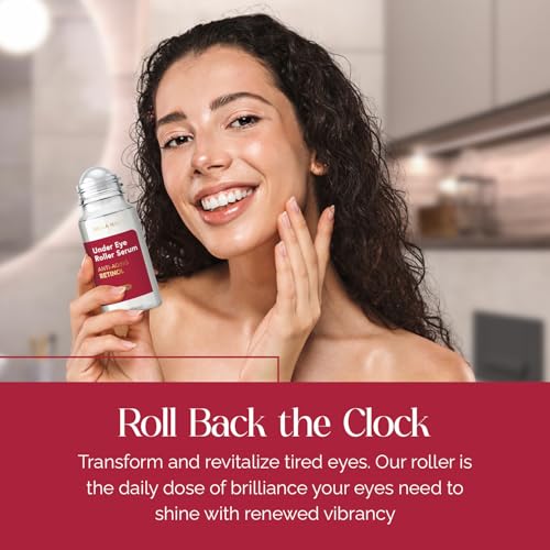 Retinol Under Eye Serum with Cooling Roller – Firming & Puffiness Reduction – Vegan & Dermatologist Tested – 1.69 Fl Oz