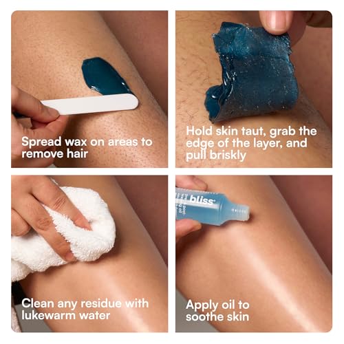 Bliss Poetic Waxing At Home Wax Kit - 5.3 Fl Oz - Microwavable Stripless Wax Hair Removal Kit - Fragrance Free - Safe for All Skin Types - 6 PC Set