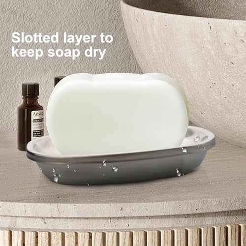 Stainless Steel Soap Dish with Double Layer Drainage - Brushed Nickel