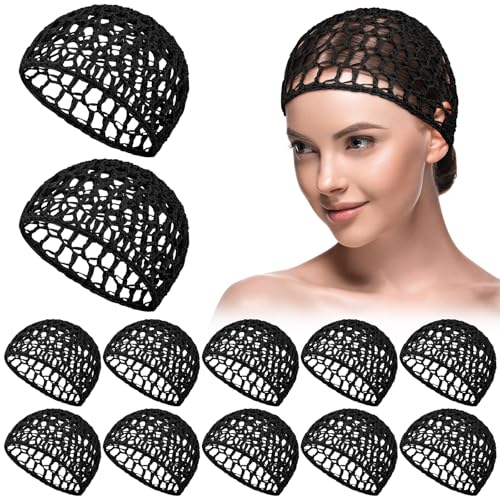 Geyoga 12 Pcs Reusable Black Mesh Hair Nets for Sleeping & Hair Styling