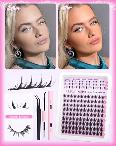 ALICE Manga Lash Clusters Kit with Invisible Band, Bond and Seal