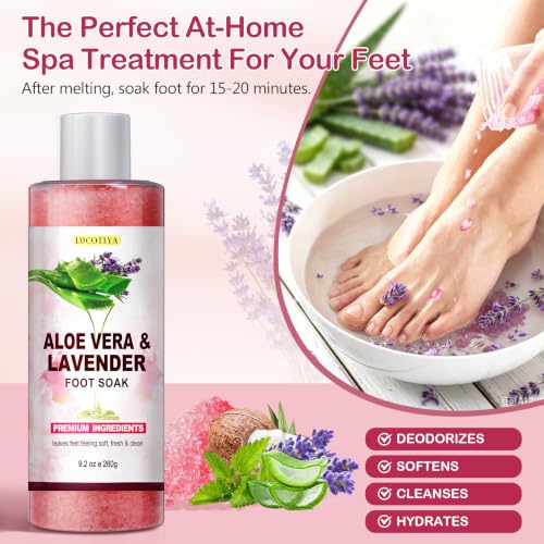 Aloe Lavender Foot Soak Set with Foot File & Urea Cream for Callus & Crack Care