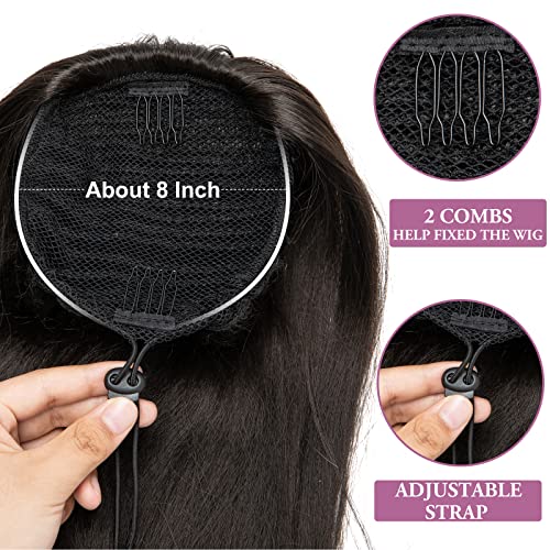 YUMOREAL 14-Inch Short Black Drawstring Ponytail Extension with End Curls