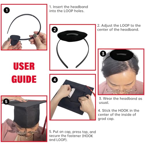 Unibouti Graduation Cap Headband Insert 2-Pack with No-Slip Hook & Loop Fastener