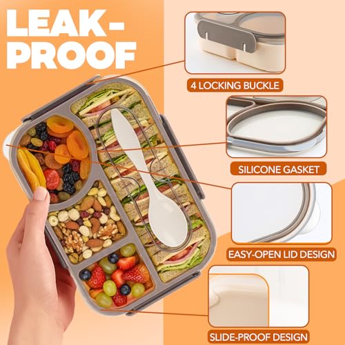 YANLIFY Portable Bento Box for Adults - 4 Compartments, 1000ml, Leak-Proof, BPA-Free