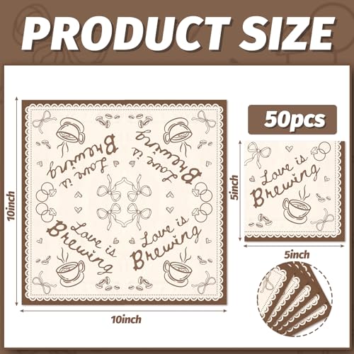 Love is Brewing Cocktail Napkins | 50 Pcs Disposable 3-Ply Paper