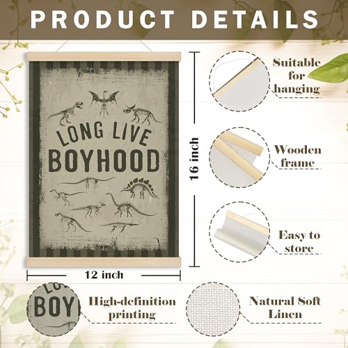 MOTERMATE Dinosaur Wall Art Poster for Boys - 12x16 In Canvas Decor