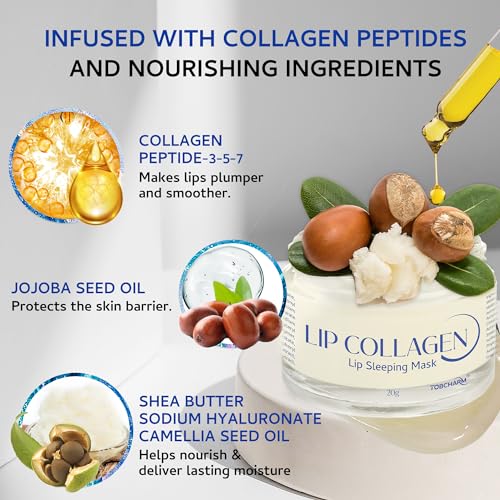 Collagen Lip Sleeping Mask with Hyaluronic Acid - 20g Lip Plumper for Wrinkle Repair