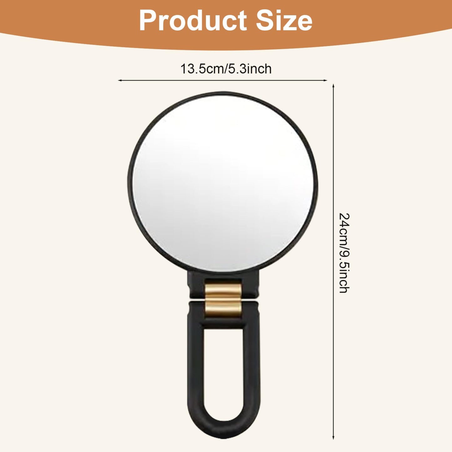 Pineeseatile 50X Magnifying Mirror, Hand Mirror with Handle, Double Sided Handheld Mirrors, Foldable Travel Makeup Mirrors with 360°Rotation Pedestal for Precision Makeup, Black