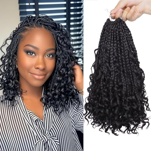 COOKOO 10 Inch Boho Goddess Box Braids Crochet Hair - 8 Pack Pre-looped