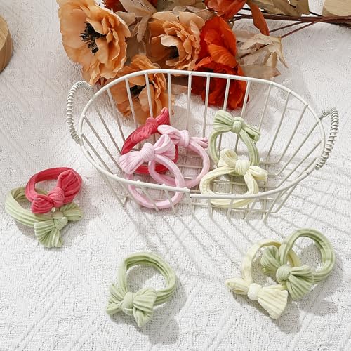 Mirlern 30-Piece Pastel Color Bow No Damage Hair Ties for Women