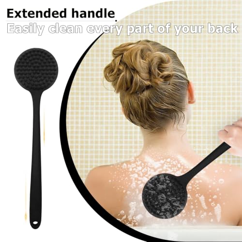 Long Handle Silicone Back Scrubber - Double-Sided Exfoliator