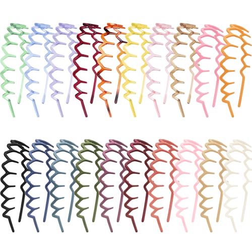 Duufin 20 Colorful Plastic Zig Zag Headbands for Women & Girls