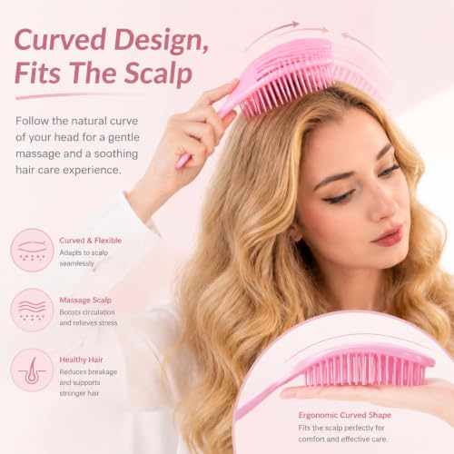 YeeSupe Pink Small Curved Vented Afro Hair Brush for Wet & Dry Textured Hair