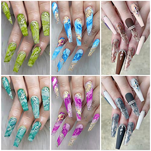 MIZHSE Blooming Gel Nail Polish 10ml - Blossom Gel Marble Nail Art for Manicure