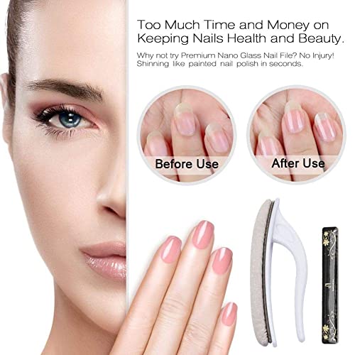 Nano Glass Nail File Set with Case and Buffer for Natural & Acrylic Nails